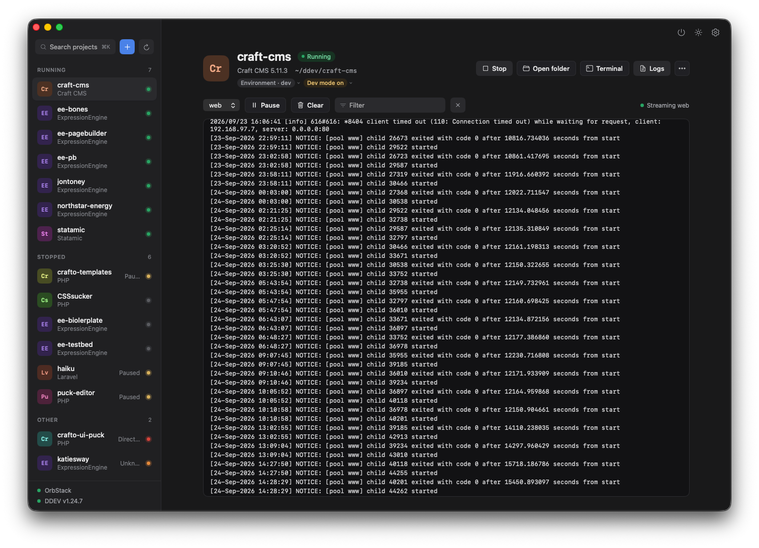 Live logs